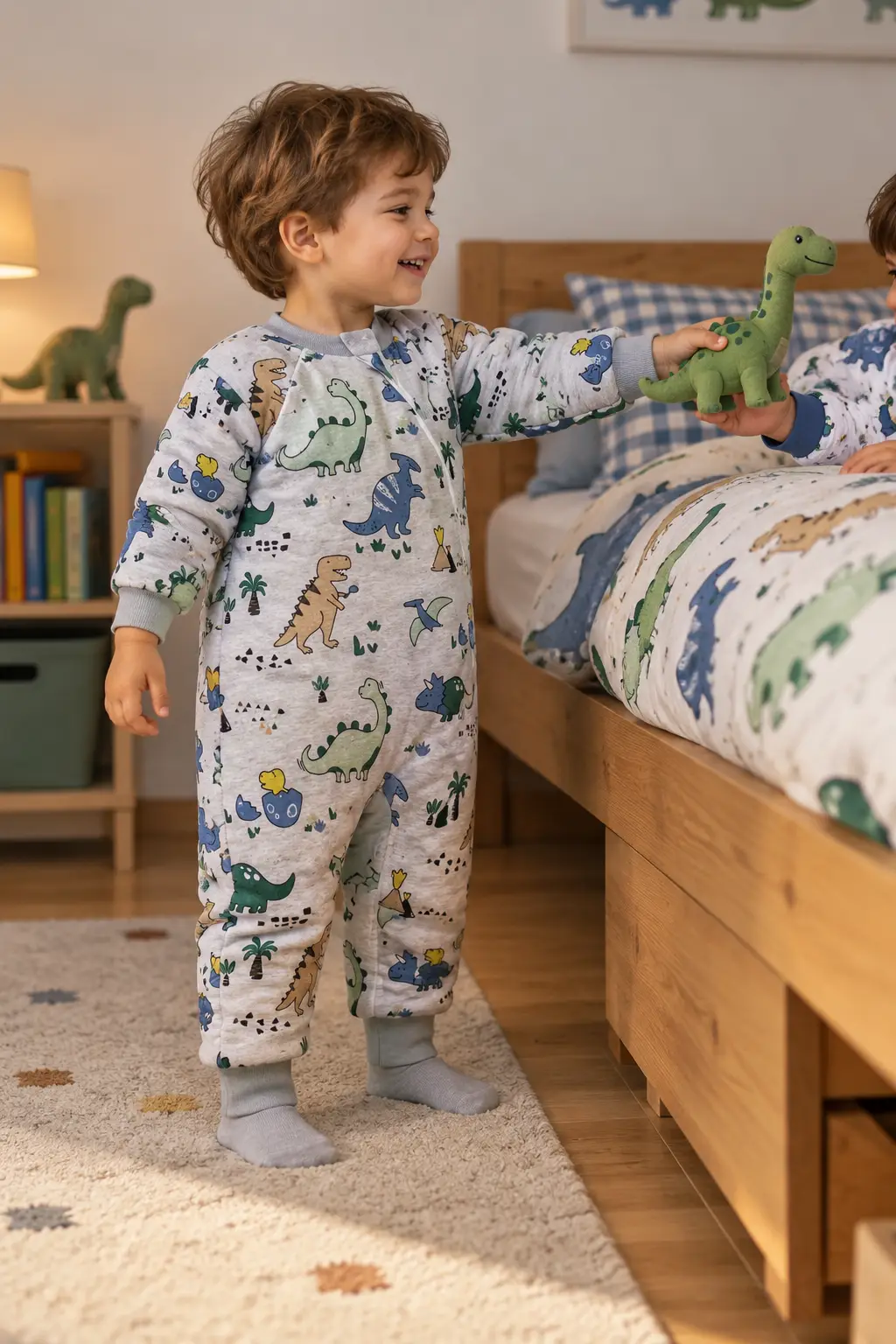 2.5 Tog Yorgan Gerektirmeyen Kalın Elyaf Dolgulu Çocuk Uyku Tulumu Pamuk Astarlı Unisex 6020 - Füme