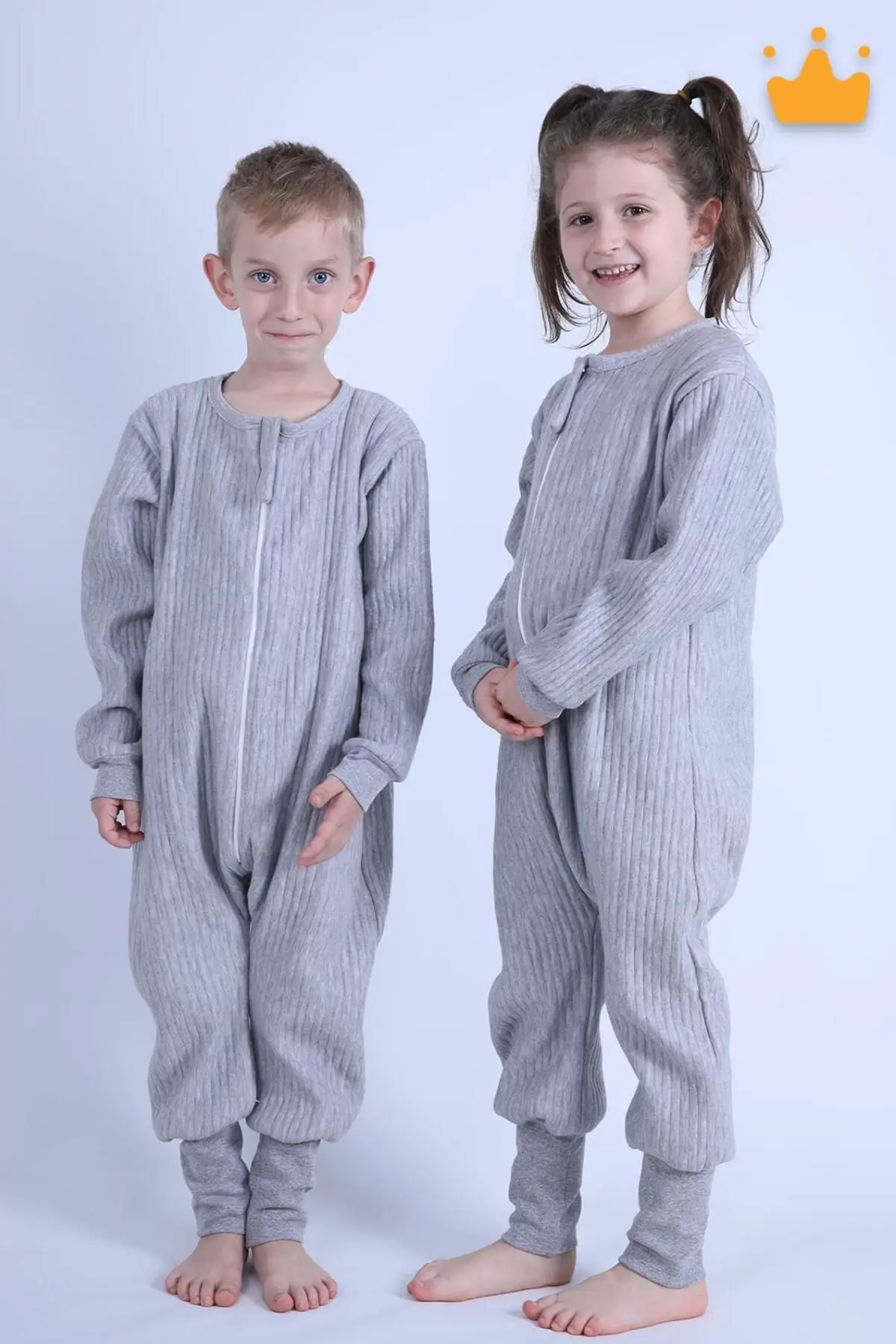 2-8 Yaş 1.5 Tog Kapitone Çocuk Uyku Tulumu Unisex Uzun Kollu Uyku Tulumu