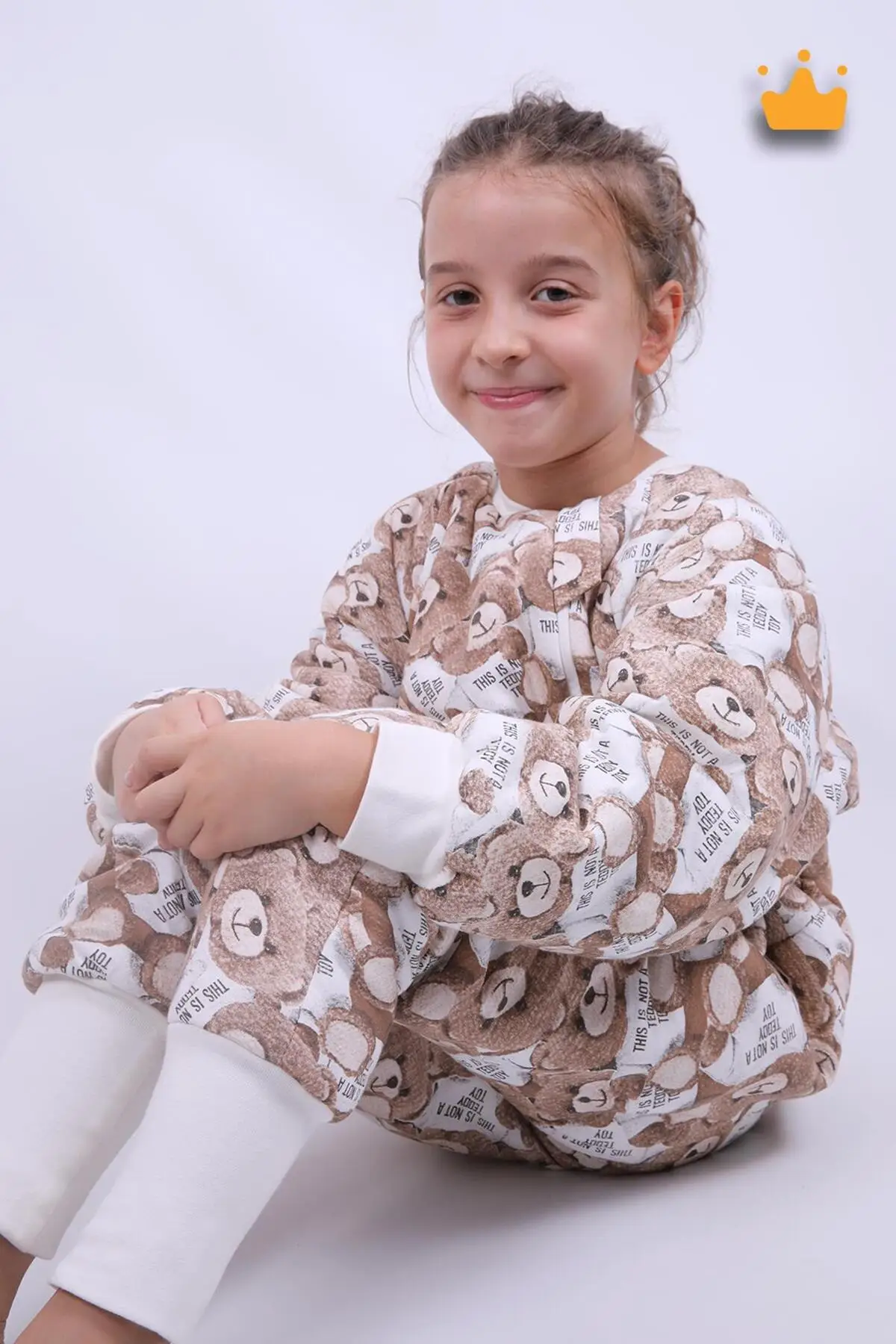 2.5 Tog Yorgan Gerektirmeyen Kalın Elyaf Dolgulu Çocuk Uyku Tulumu Pamuk Astarlı Unisex 6020 - Kahverengi